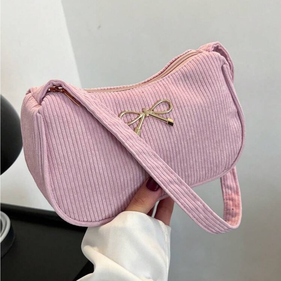 Handbags - ⚠️Clearance Gold Bow Accent Pink Lightweight Women's Shoulder Bag